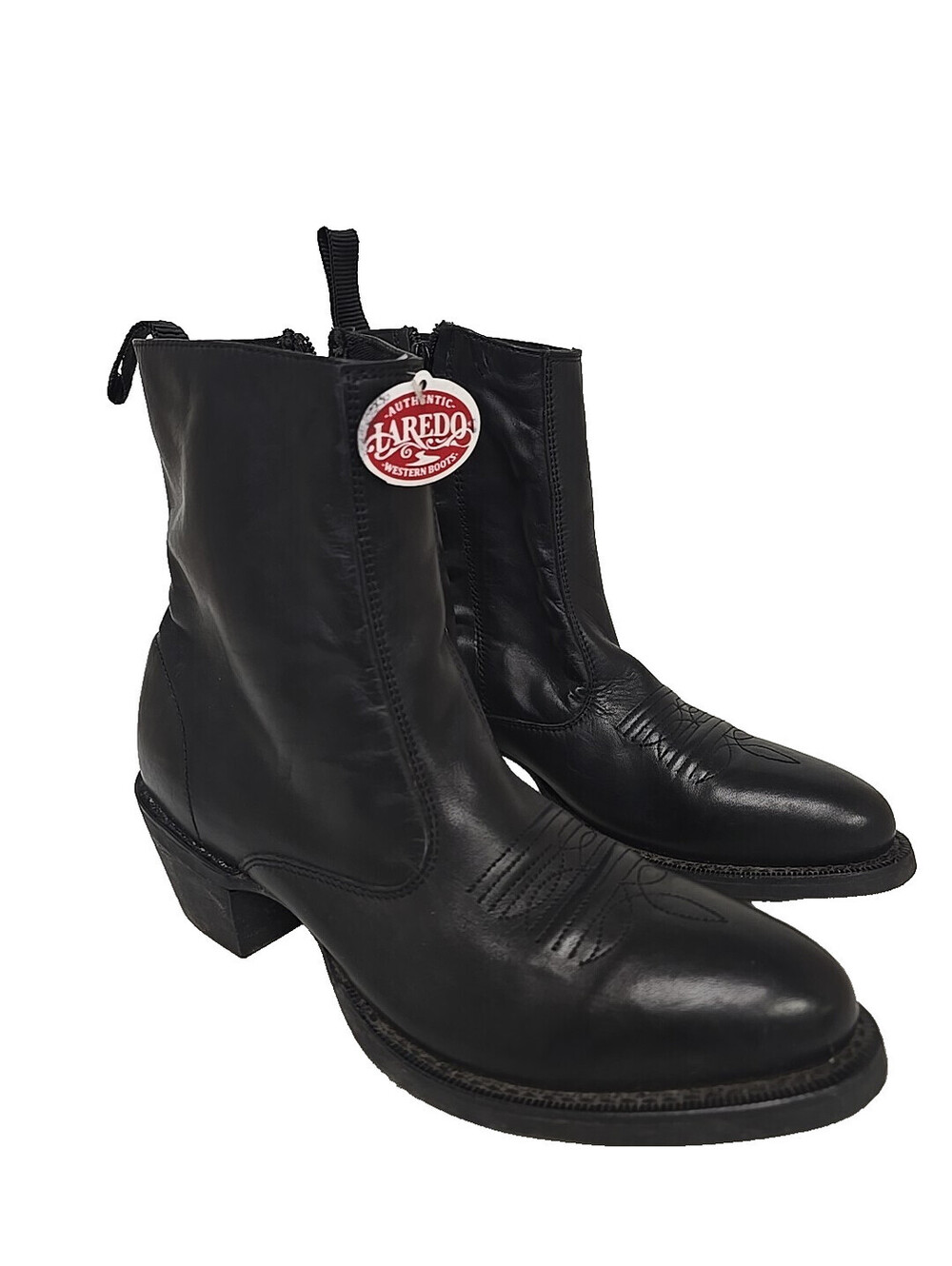 Laredo Men's 62070 Fletcher Leather Zip Half Western Boot Black Size 9 EW